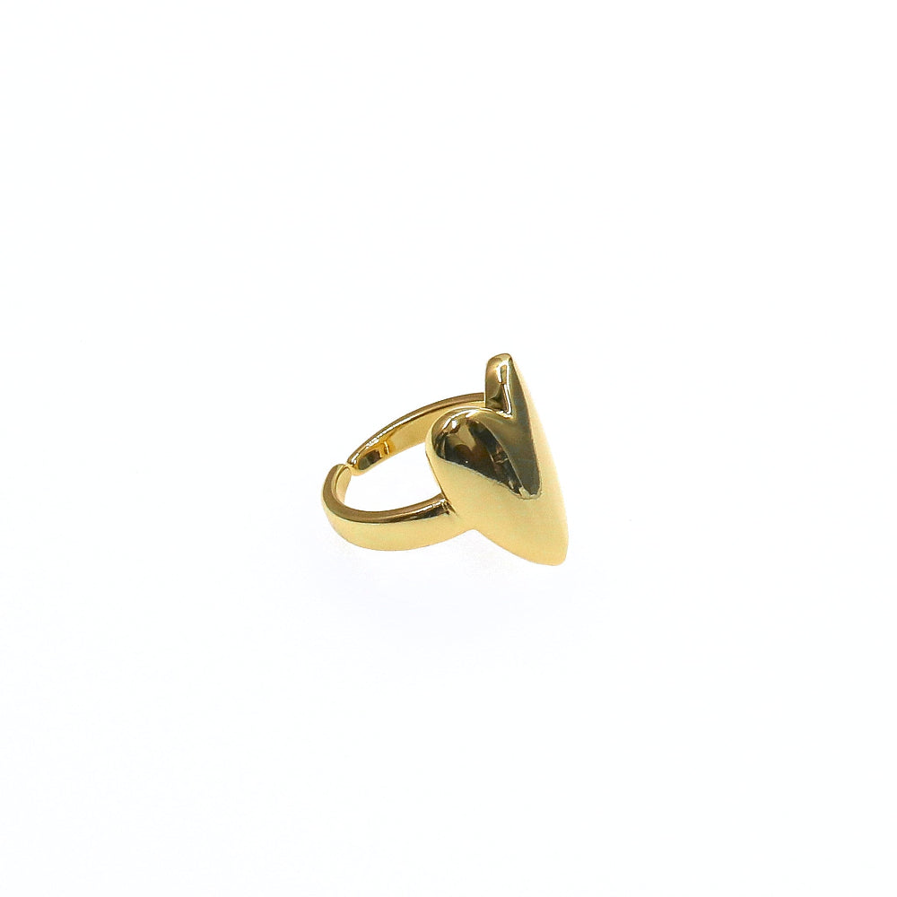 Gold flat love ring with sleek modern design and polished finish