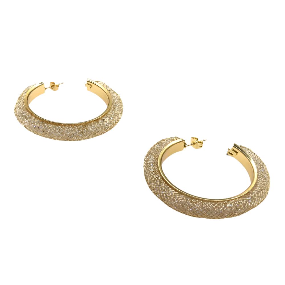 Gold textured large hoop earrings SHINE BIG HOOP elegant jewelry accessory