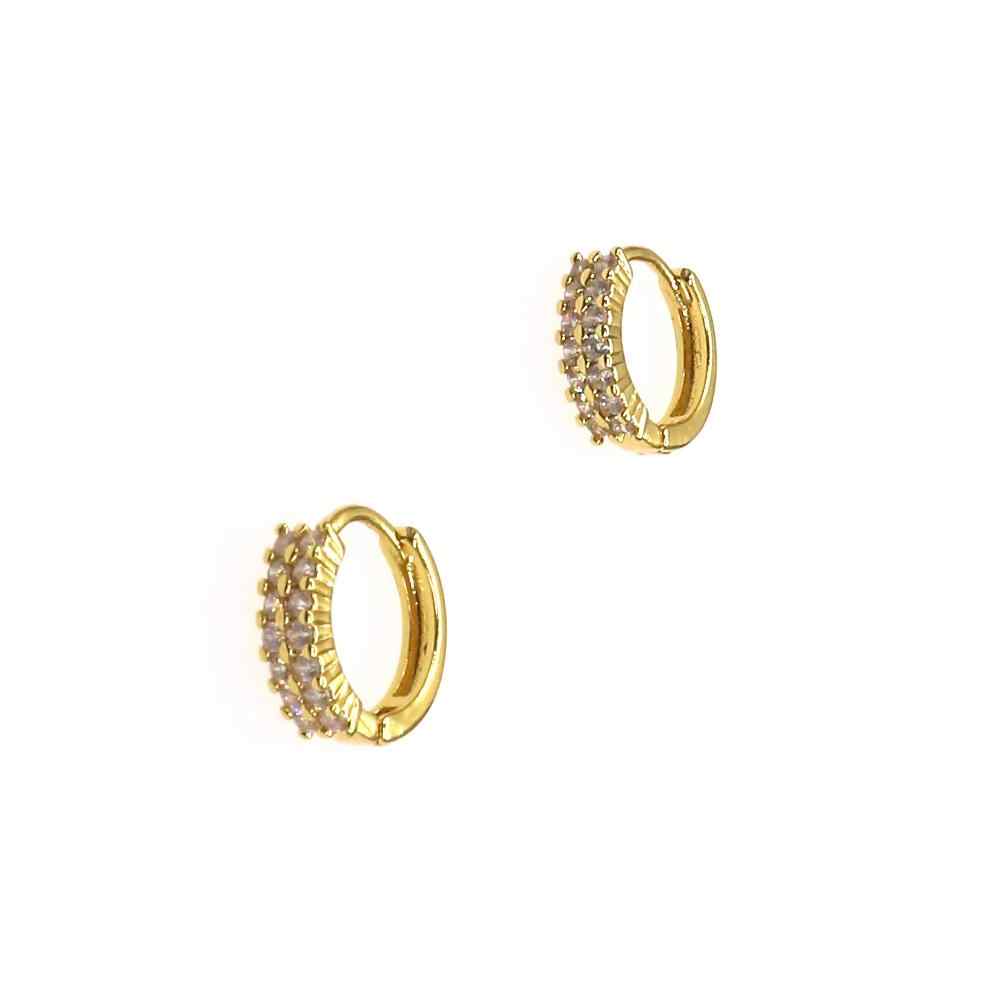 Gold huggie earrings with intricate pave detailing from the HUGGIE PAVE collection.