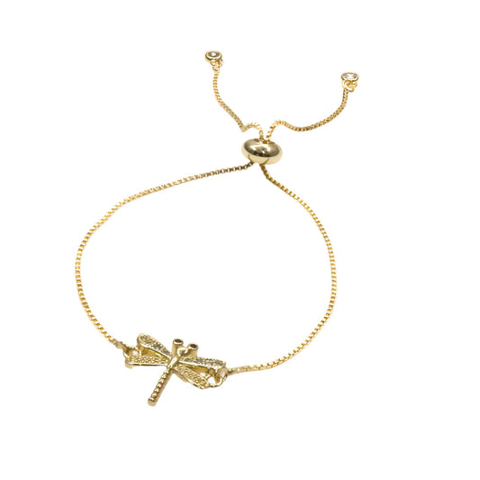 DRAGON FLY SLIDER BRACELET with delicate dragonfly charm
