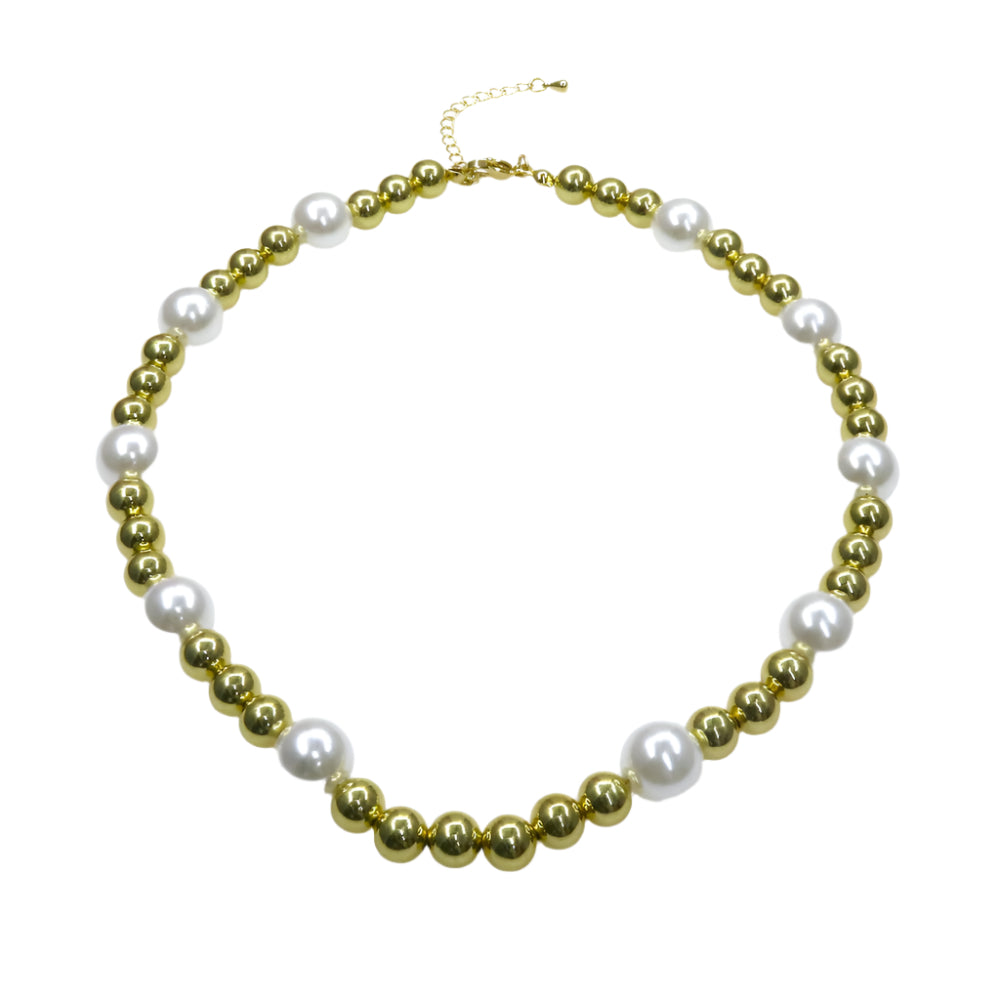 Elegant PEARL AND BEADS CHAIN necklace with adjustable clasp