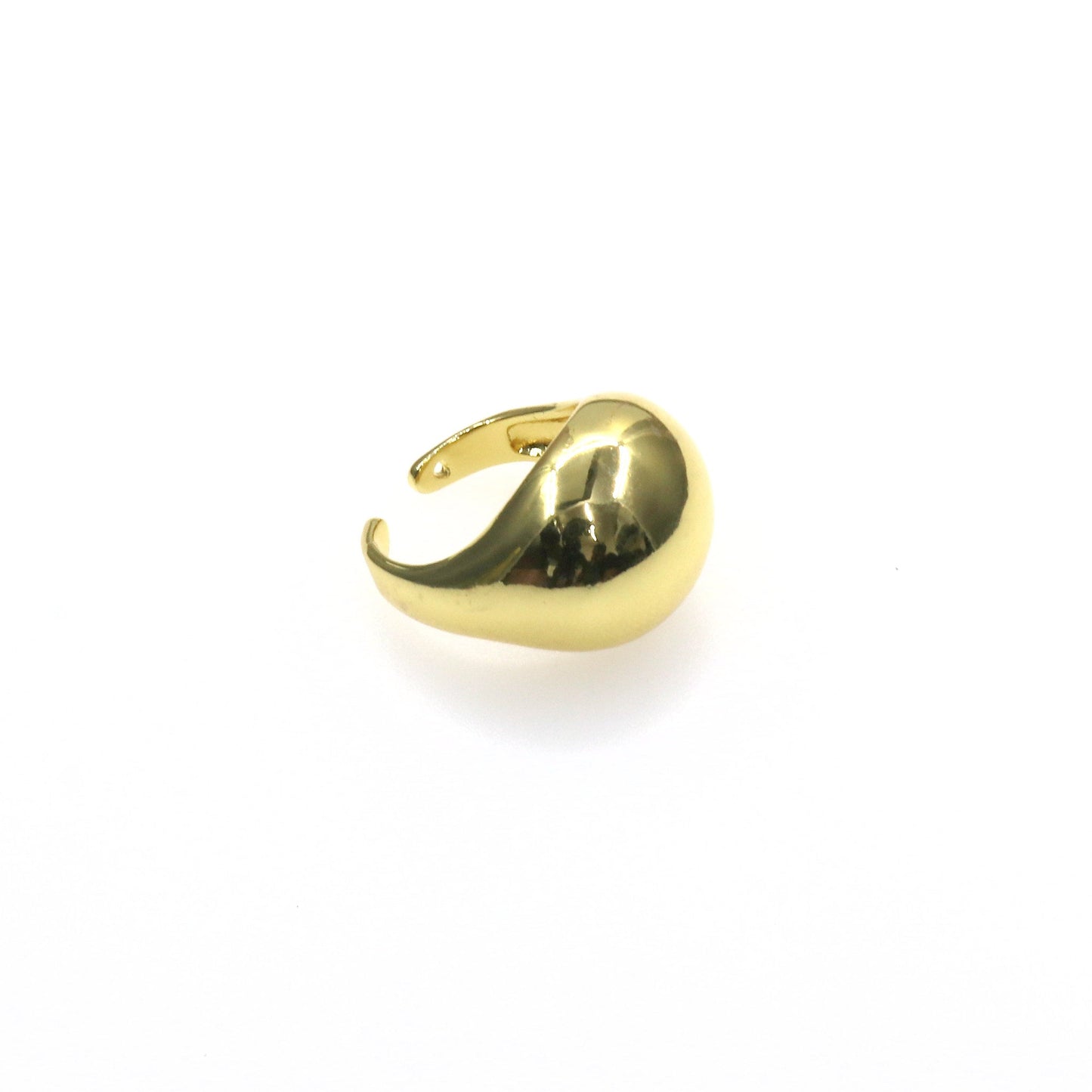 Adjustable gold big bead ring with a smooth, shiny finish and statement design