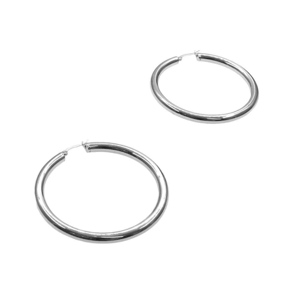 Silver HALO HOOPS earrings in 40mm size with smooth polished finish
