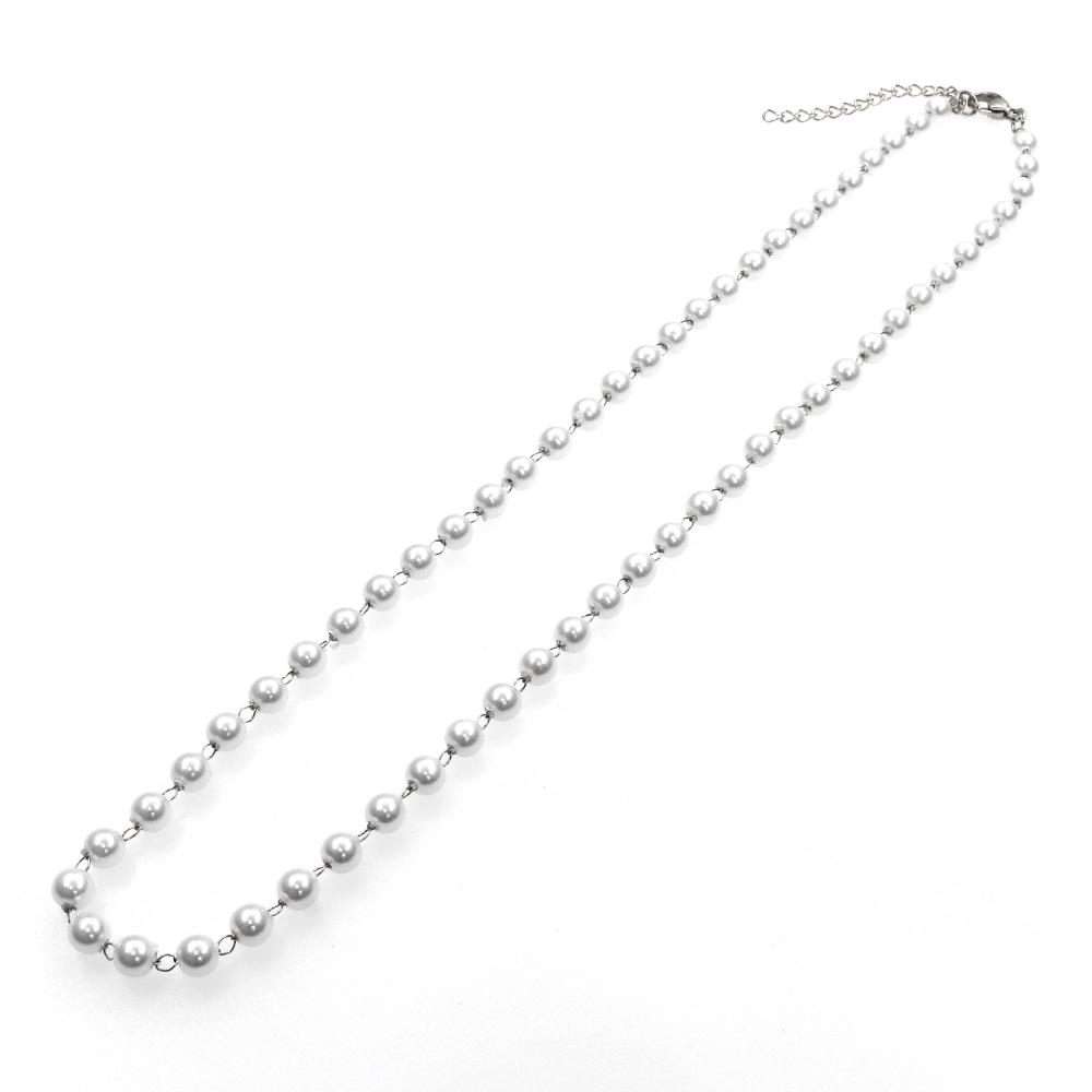 Elegant pearl chain necklace with high-quality hand-picked pearls and silver clasp for refined style