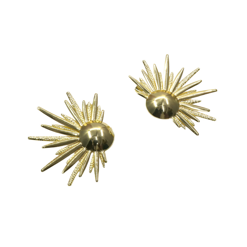 Gold Sunshine Earrings with sunburst design and intricate details for elegant style