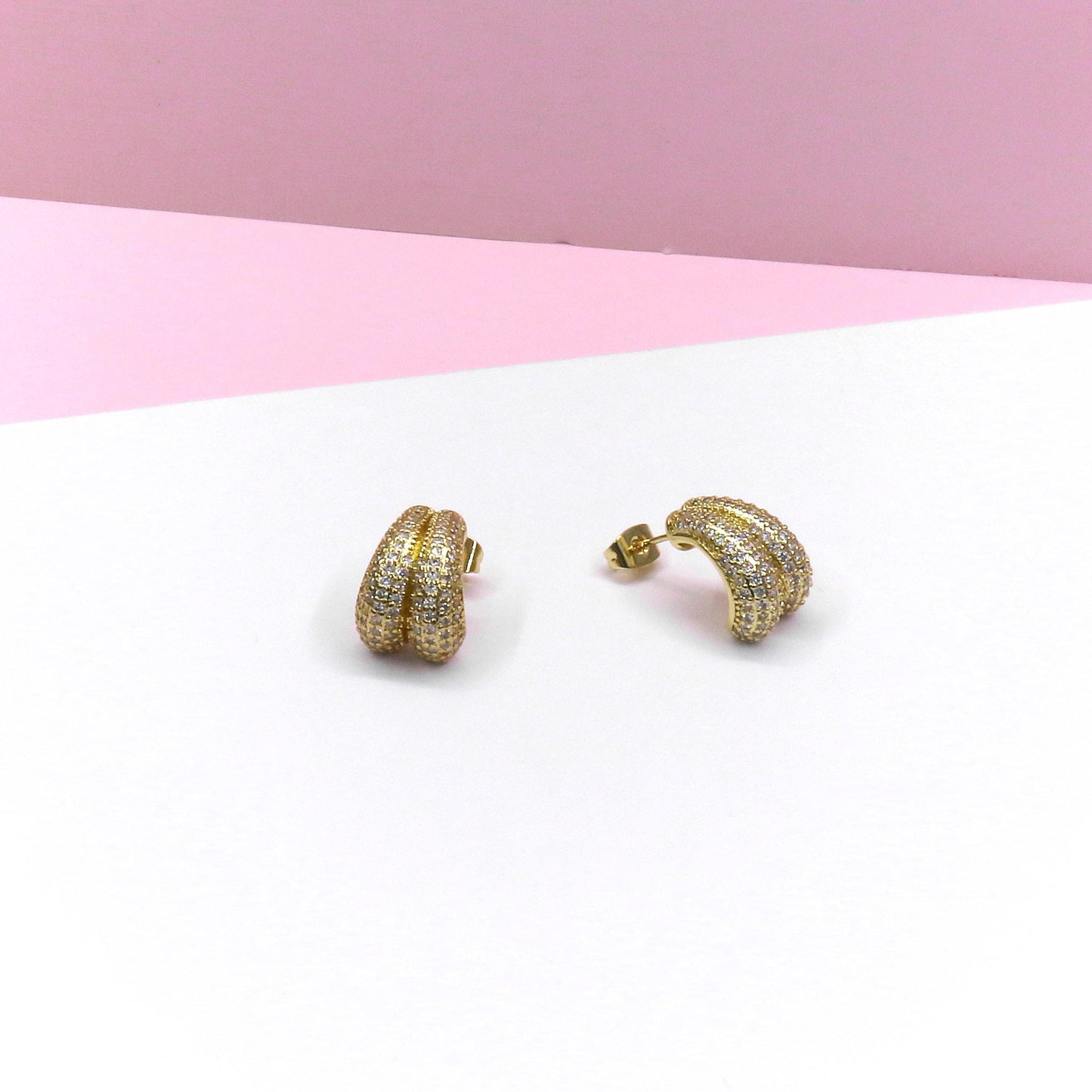 Pave Earring diamond stud earrings with a curved, elegant design