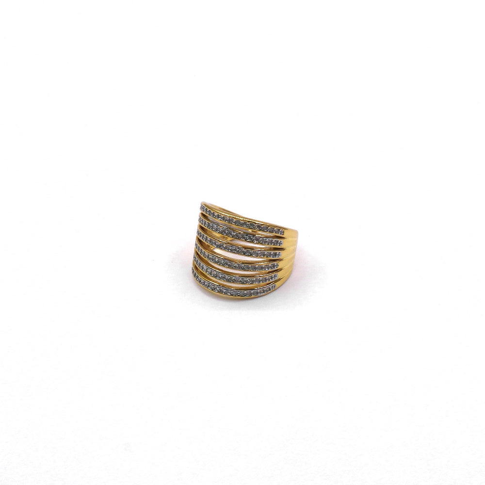 Adjustable gold fashion ring with multiple rows of delicate pave crystals for subtle sparkle and elegance