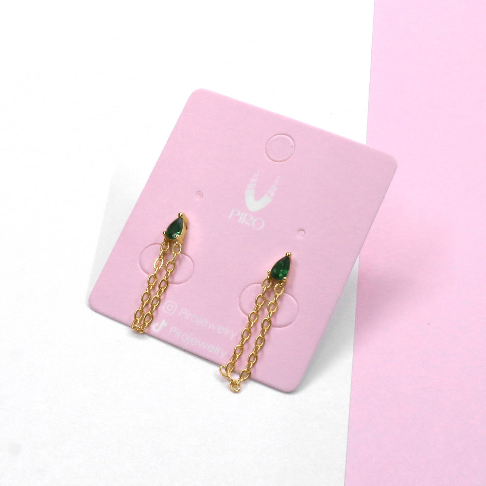 OVAL ZIRCONIA STUD EARRING