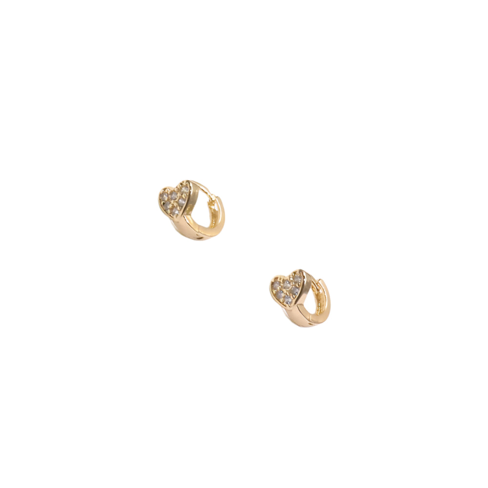 Gold filled mini heart huggie earrings with delicate shine and elegant design