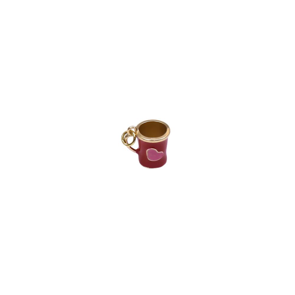Red Love Cup with gold rim and handle featuring a heart design, elegant and luxurious drinkware.