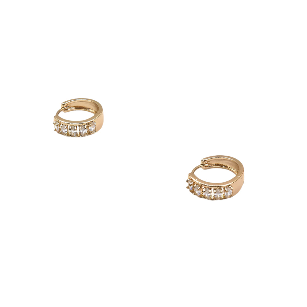 Gold-filled baguette huggie earrings with sparkling diamond accents