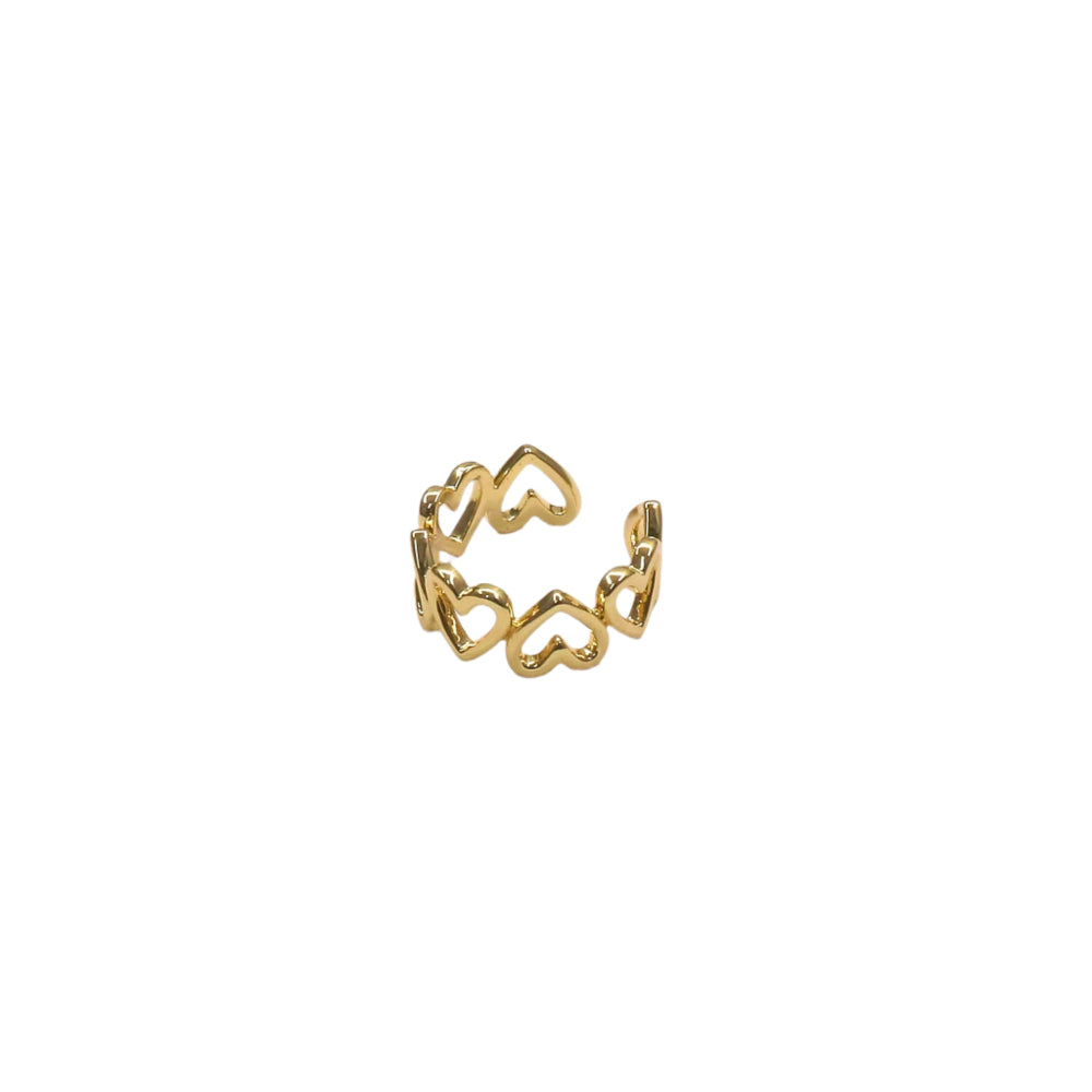 Gold filled adjustable Halo Heart Ring with open heart design and halo effect