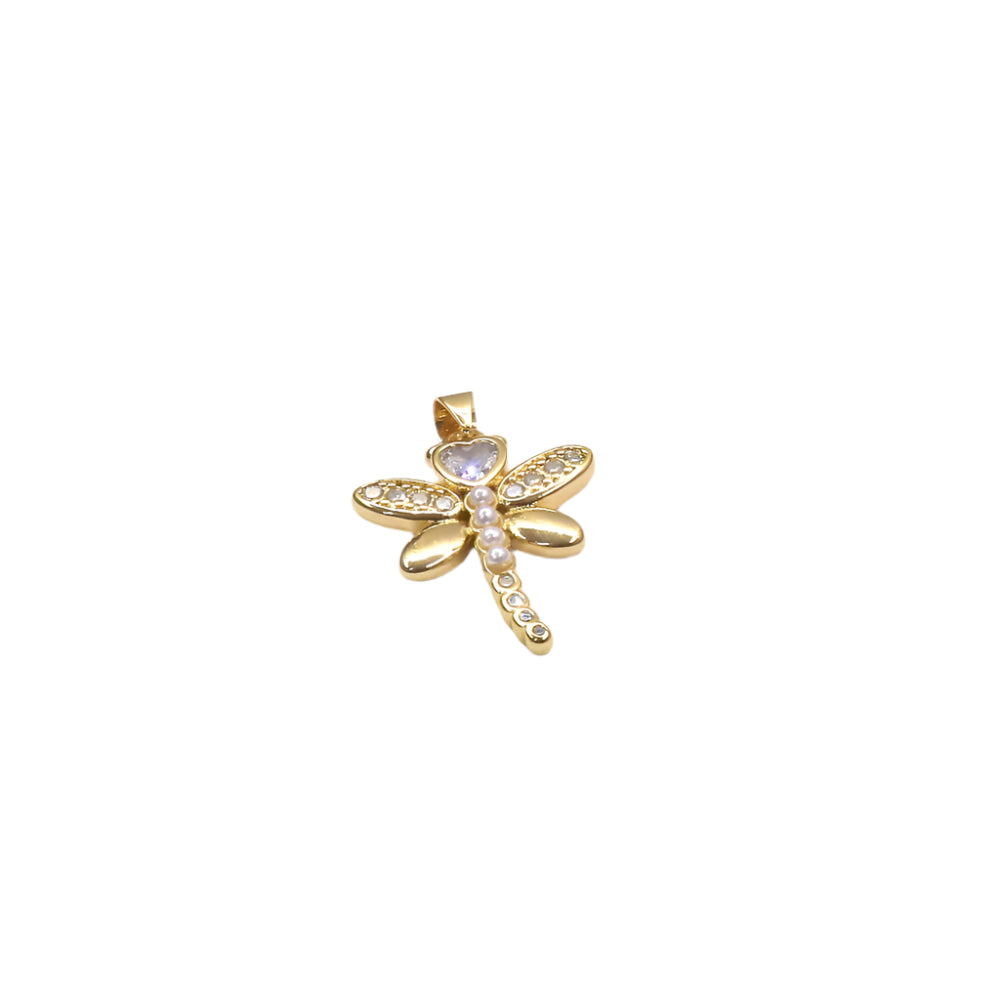 Gold-filled DRAGON FLY CHARM with intricate detailing and gemstone accents
