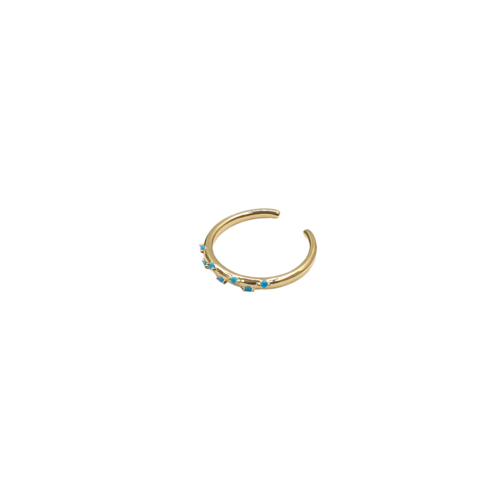 Mini zirconia adjustable gold filled ring with delicate blue stones