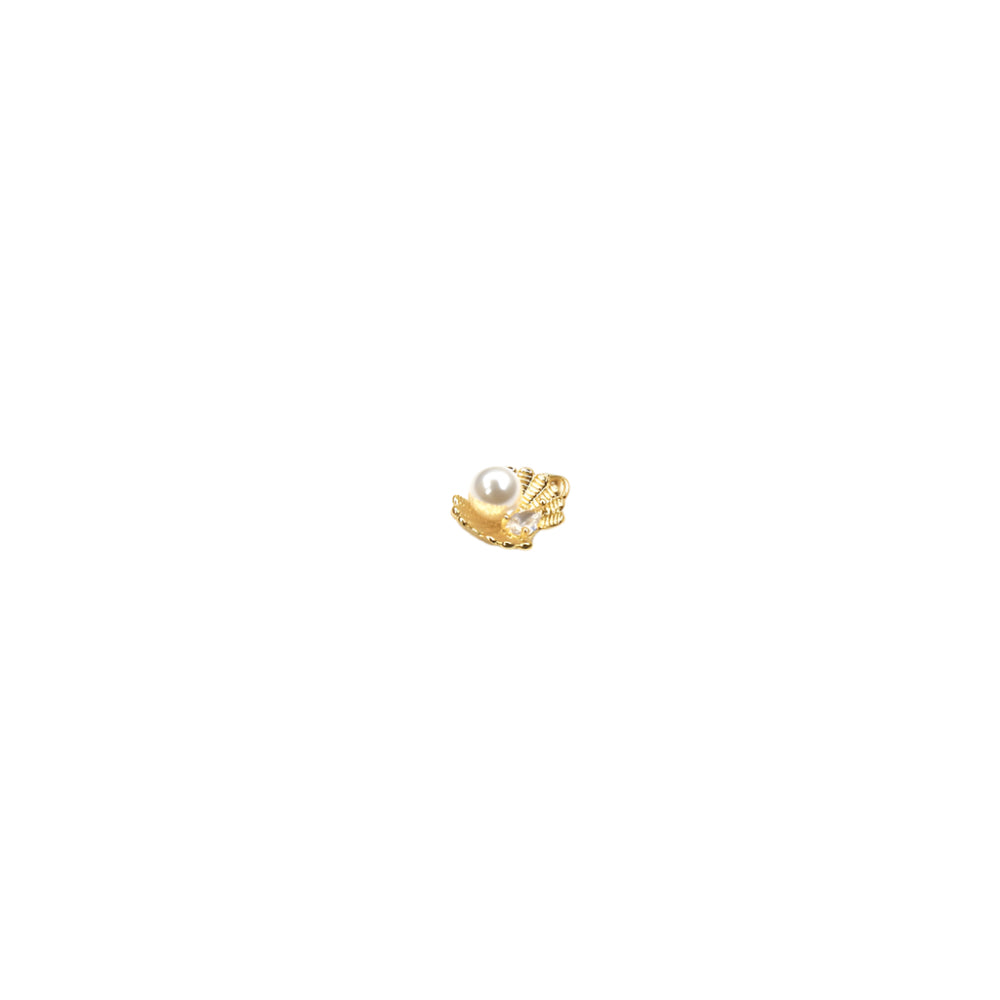 Gold filled MINI CARACOL PEARL CHARM with a pearl accent for elegant accessory.
