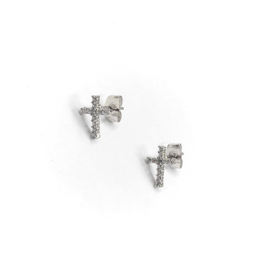 SHINE CROSS STUD EARRING