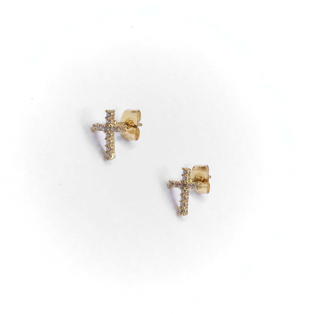 SHINE CROSS STUD EARRING
