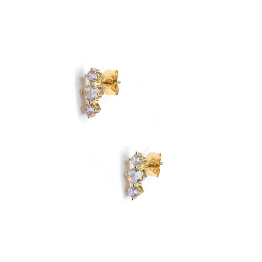 3 ZIRCONIAS STUD EARRING