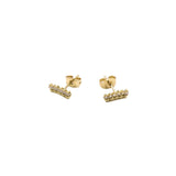 Gold-filled Shine Line stud earrings with mini zirconia stones for subtle sparkle
