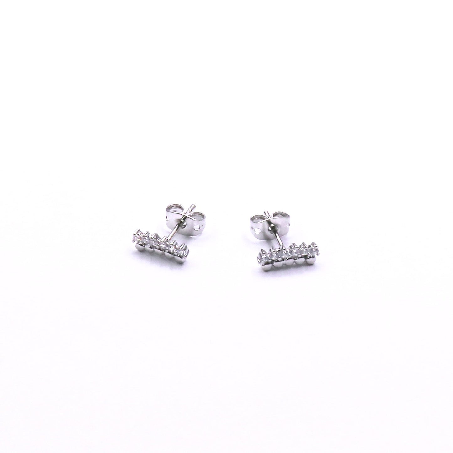 Gold filled Shine Line Stud earrings with mini zirconia accents, delicate and elegant for everyday wear