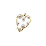 Heart-shaped pendant with pearls on a white background
