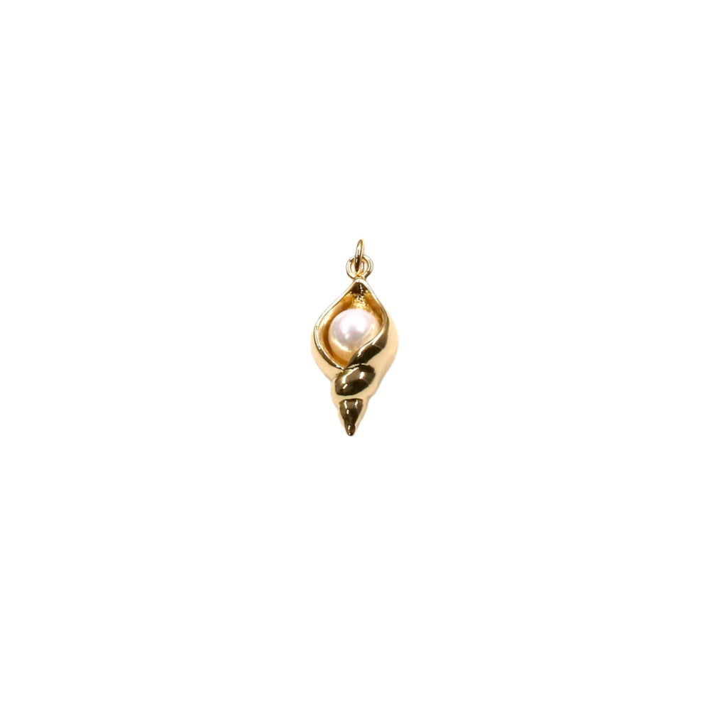 Gold pendant with a pearl on a white background