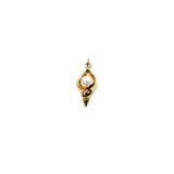 Gold pendant with a pearl on a white background