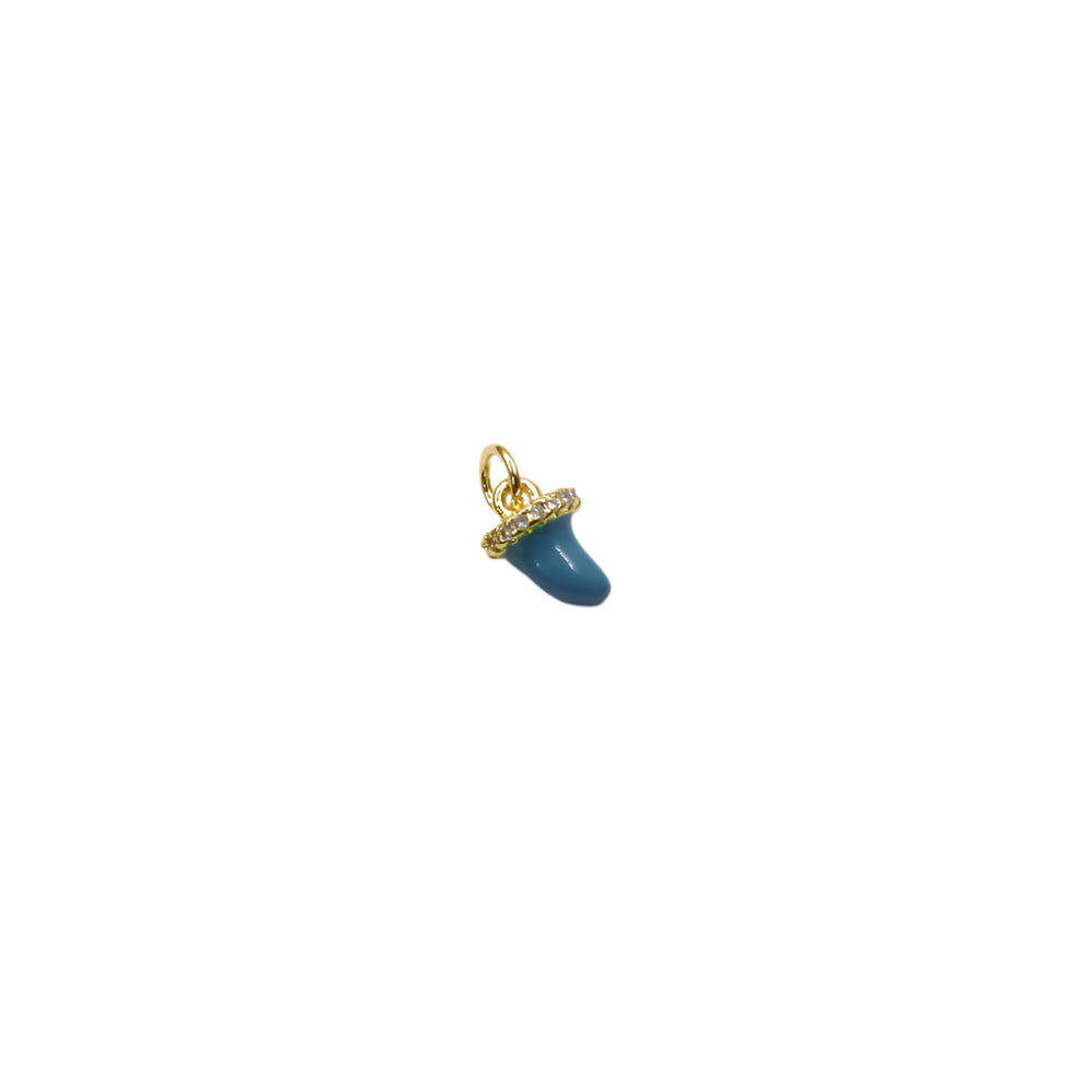 Blue Italian Horn Charm with Pavé Cap