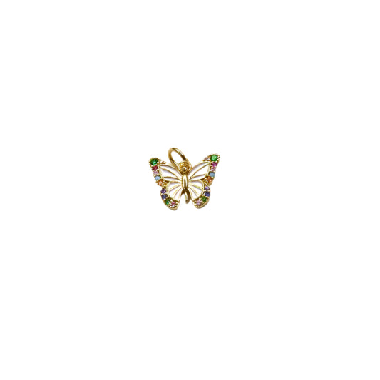 Rainbow Gem & Enamel Butterfly Charm