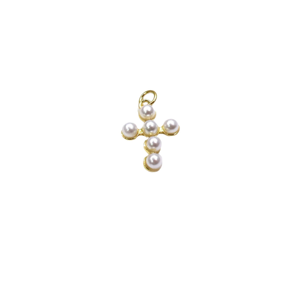 Dainty Pearl Cross Pendant