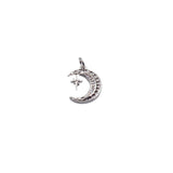 Dainty Silver Crescent Moon Charm with Zirconia Star
