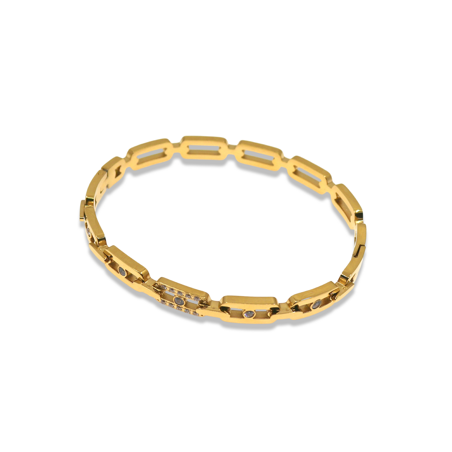 FLAT LINK BANGLE WITH CRYSTAL DETAIL