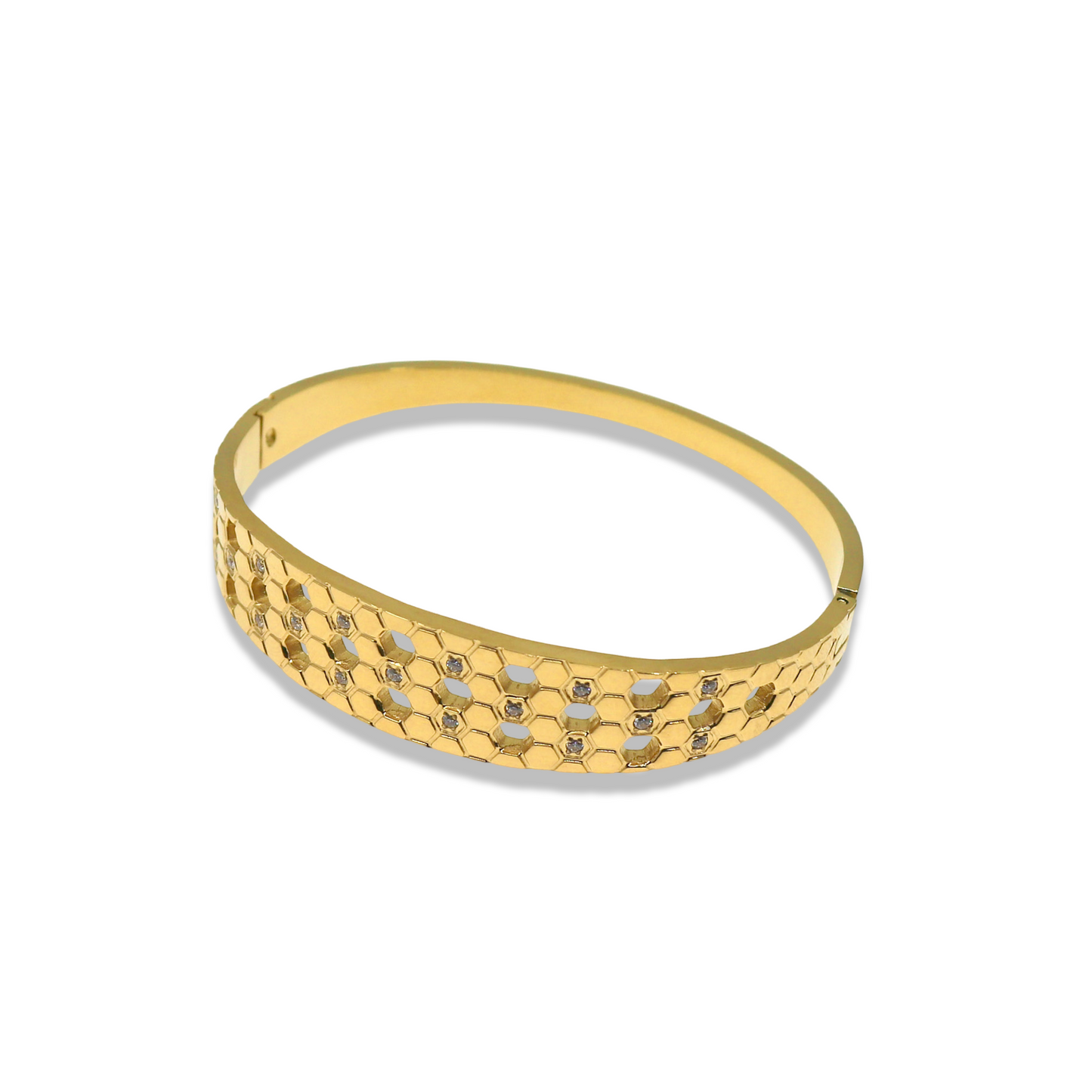 HONYCOMB HEXAGON CRYSTAL BANGLE BRACELET