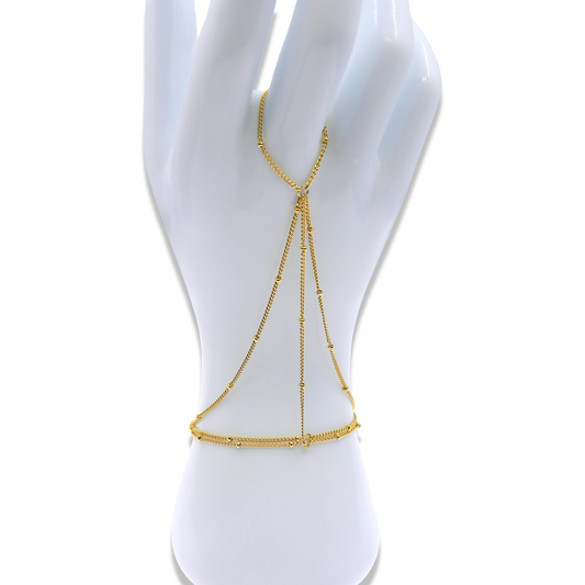Triple chain hand chain bracelet gold with crystal