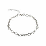 Oval Gucci style stainless steel anklet bracelet with 11-inch length and lobster clasp closure