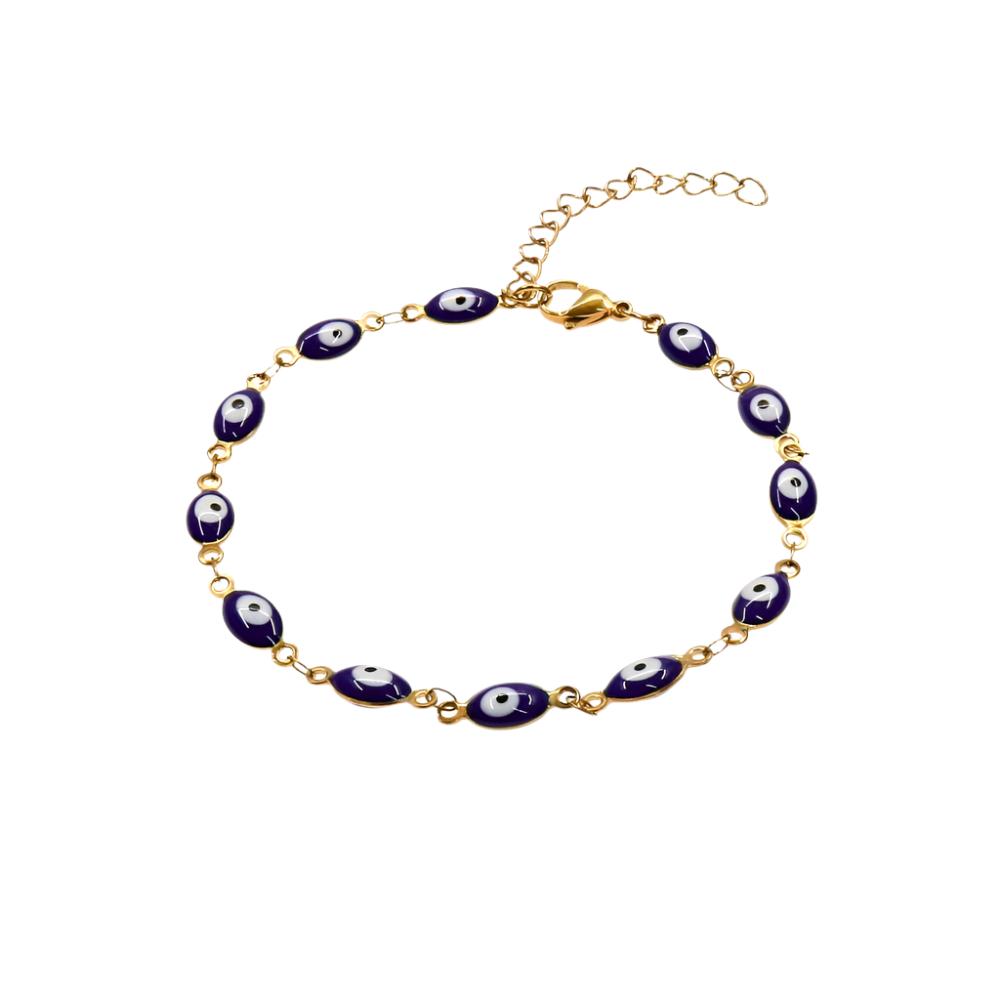 Gold anklet with intricate eye designs, EYE GOLD ANKLET.