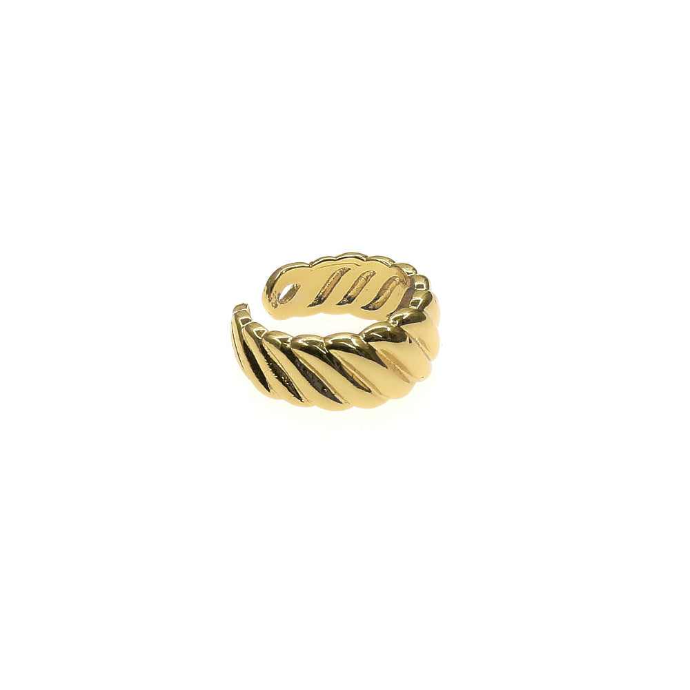 SMALL CROISSANT GOLD RING shaped like a small croissant with a twisted design