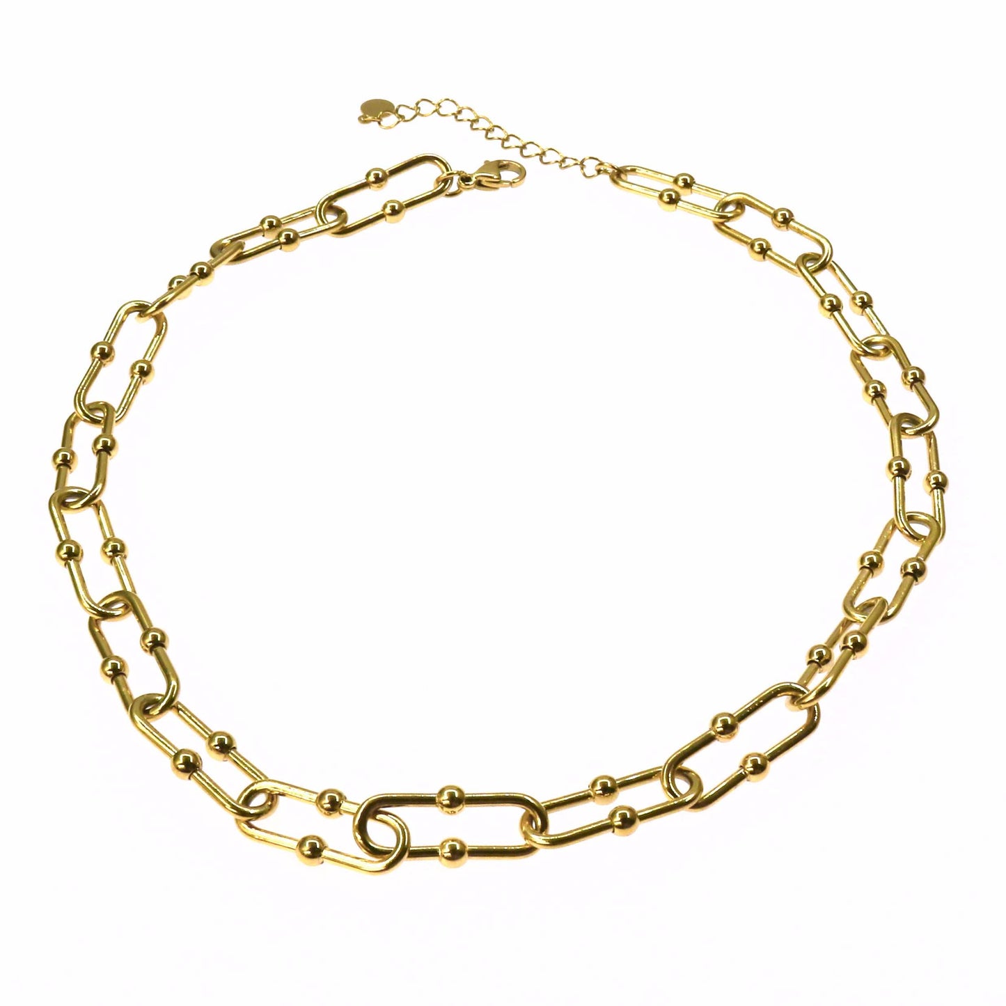 Elegant FANYA CHAIN gold fashion necklace with unique link and bead design