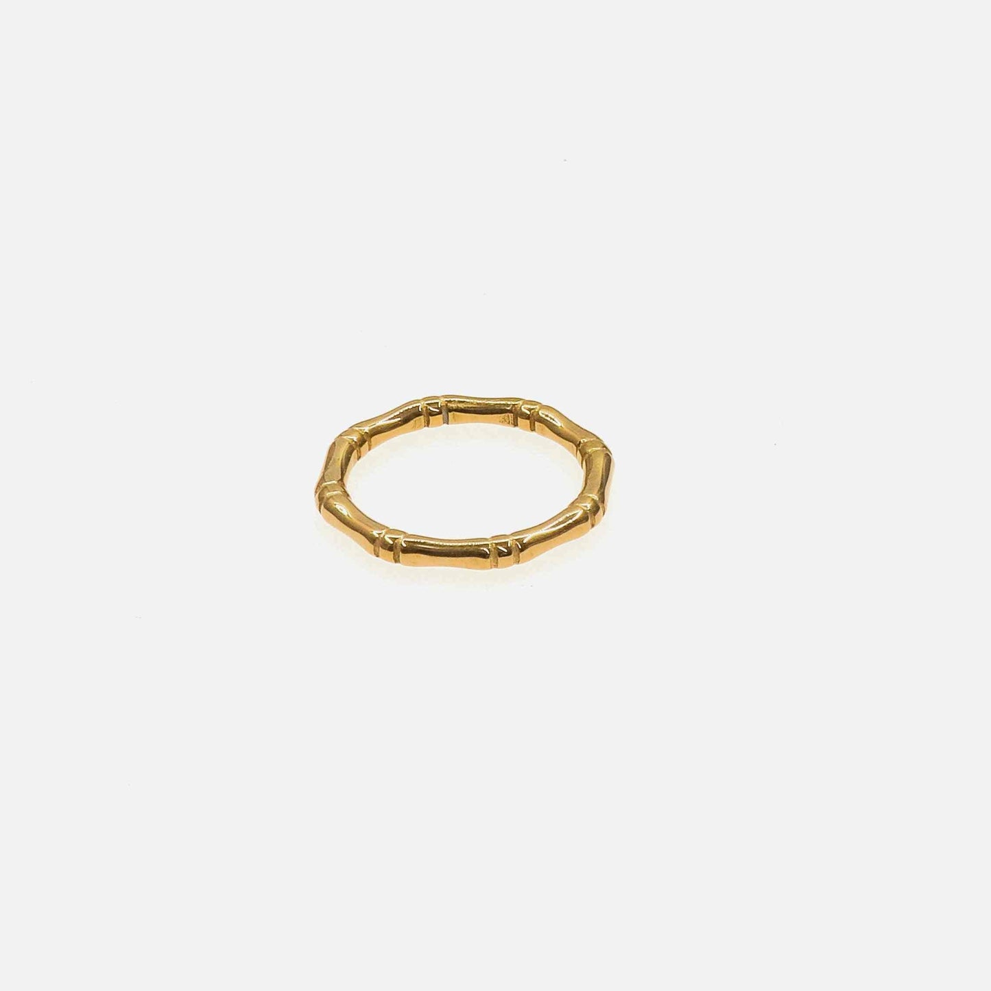 Delicate fine gold ring with bamboo-inspired design crafted from 100% real gold