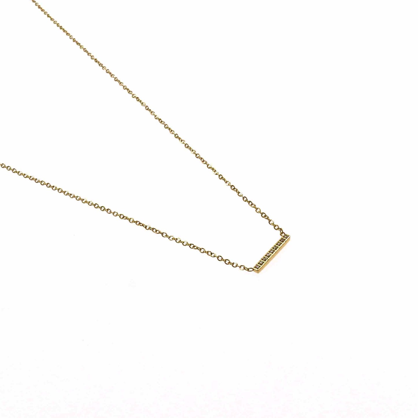 Gold Delica Chain necklace with mini pave stones on stainless steel, elegant and durable jewelry piece