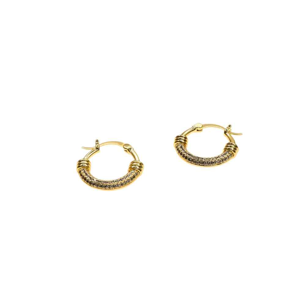 Elegant Grecia Hoop stainless steel gold-tone textured hoop earrings