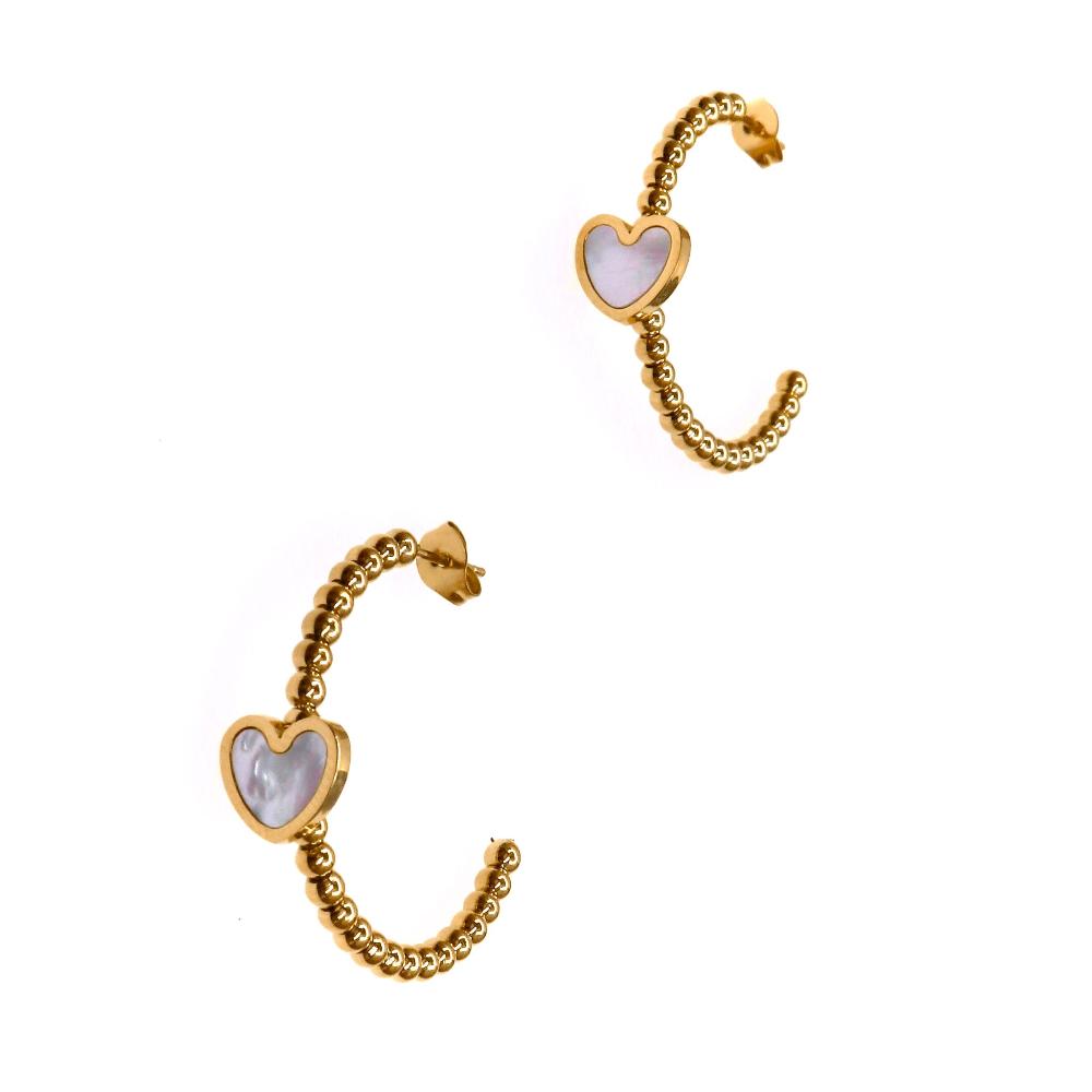 BEADS HEART LOVE HOOP earrings with beaded design and heart-shaped accents