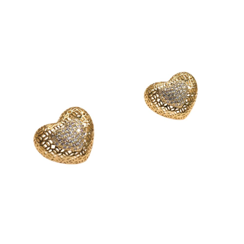 SHINE HOLLOW HEART-shaped earrings with pave crystal detailing