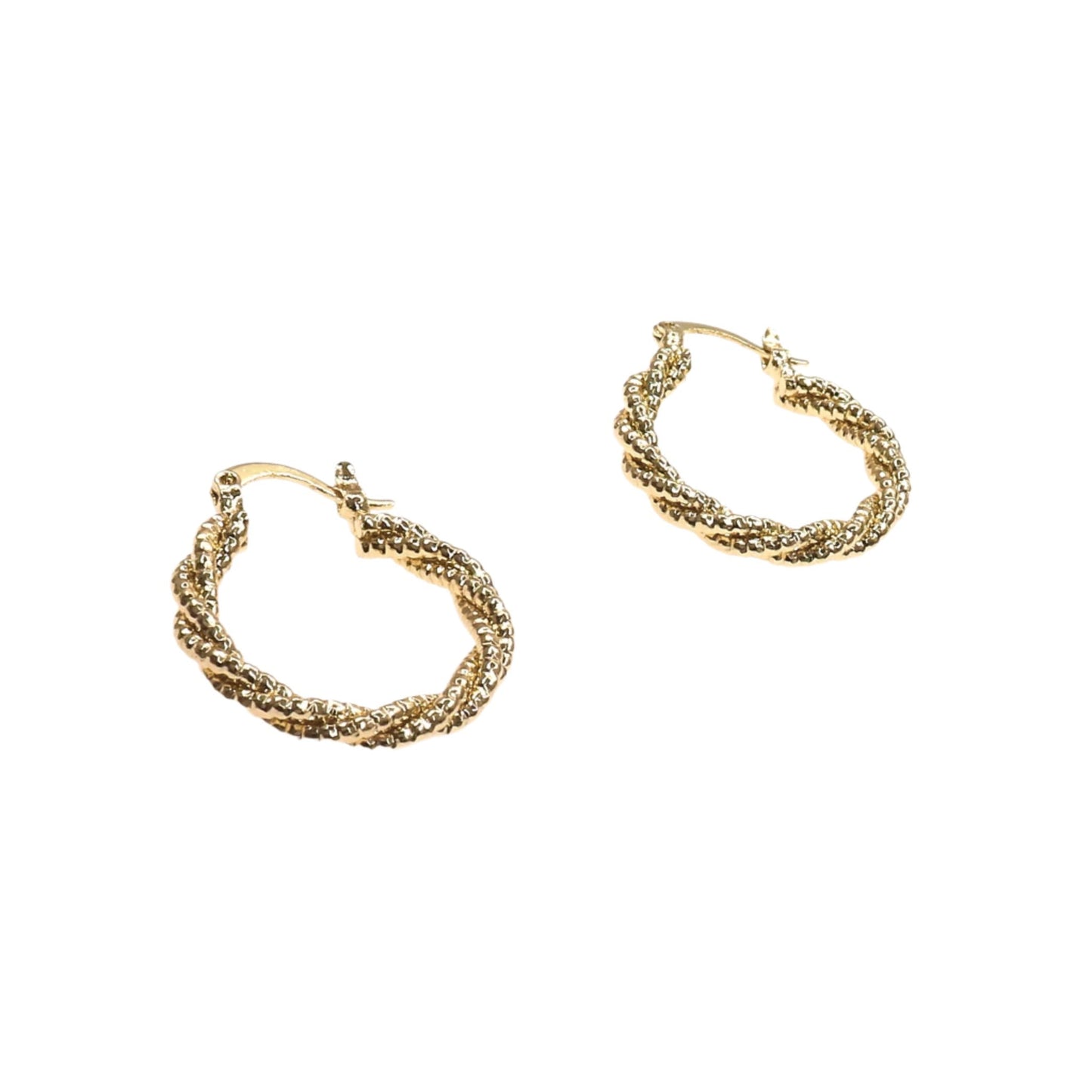 Twisted gold TWIST HOOP earrings with textured design for stylish everyday wear