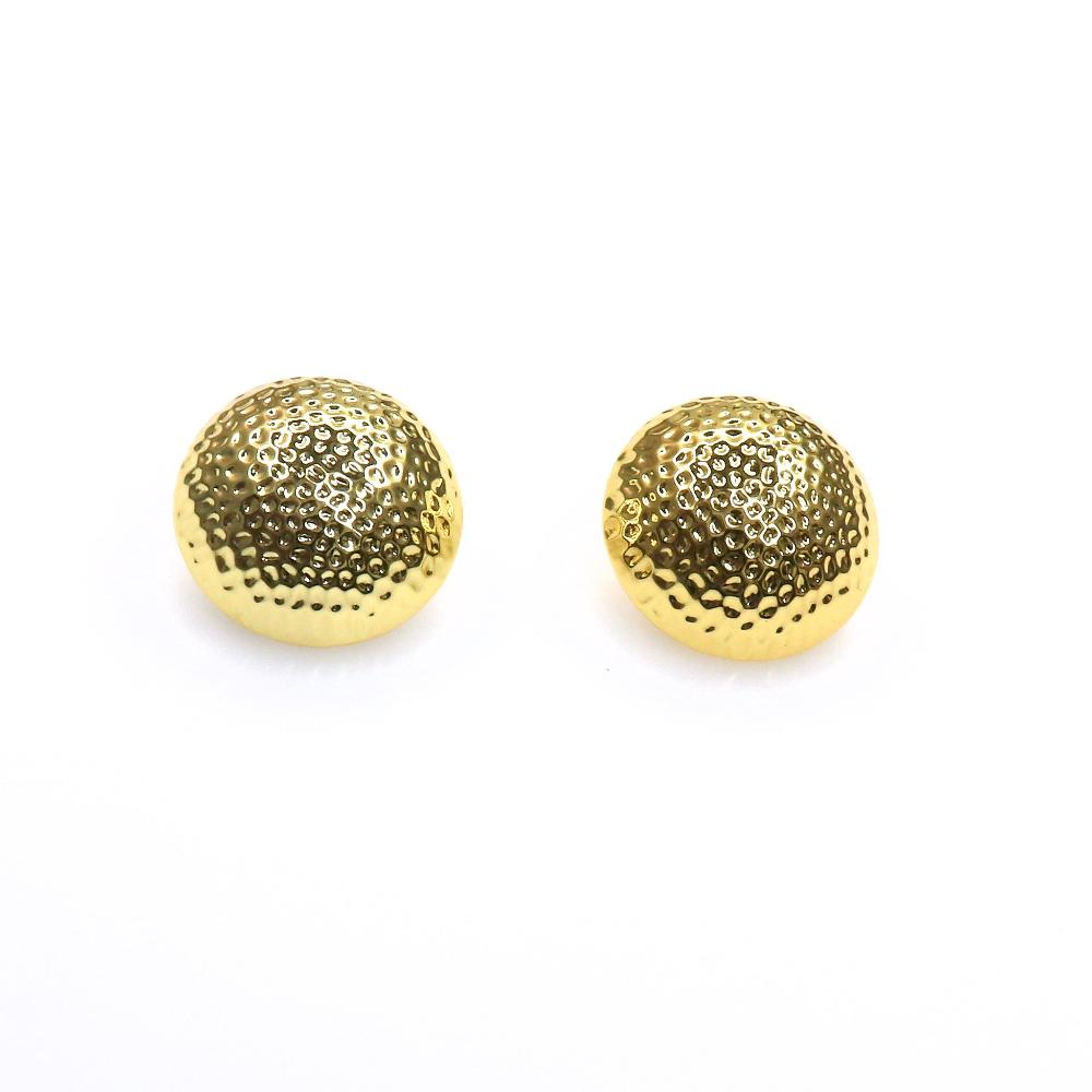 Chunky gold golf ball stud earrings with textured surface for a bold, luxury look