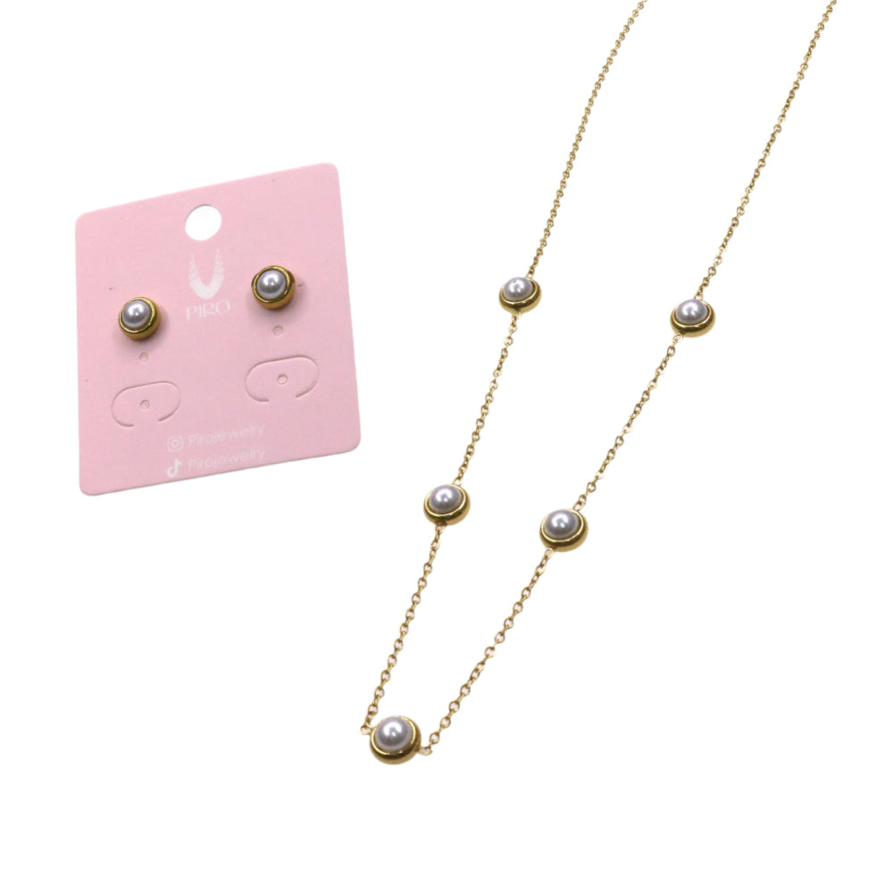 LONG CHAIN AND MINI PEARLS SET