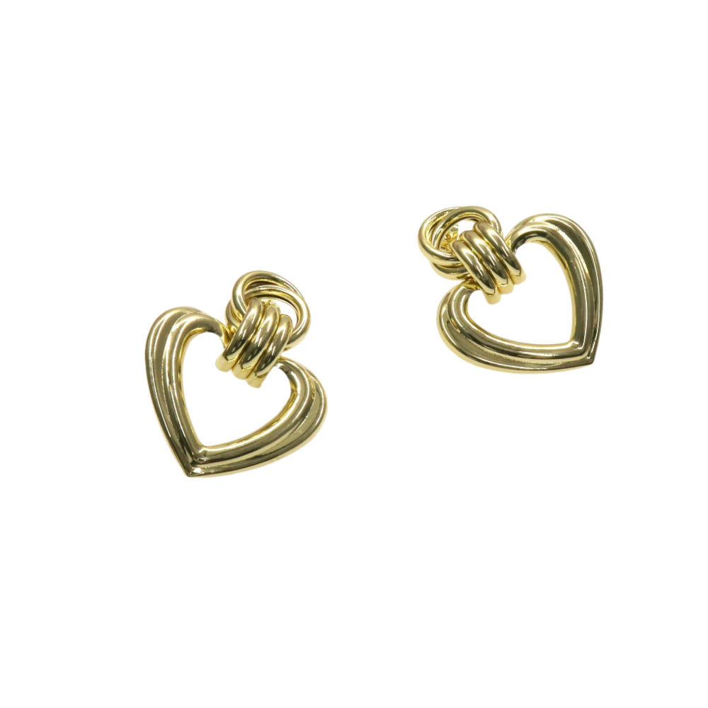 Pair of gold HEART EARRING with looped detail, elegant and durable accessory