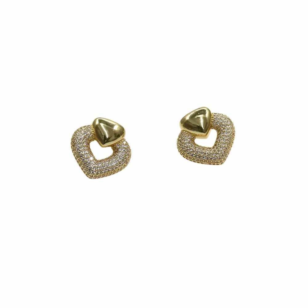 PAVE HEART STONE EARRING