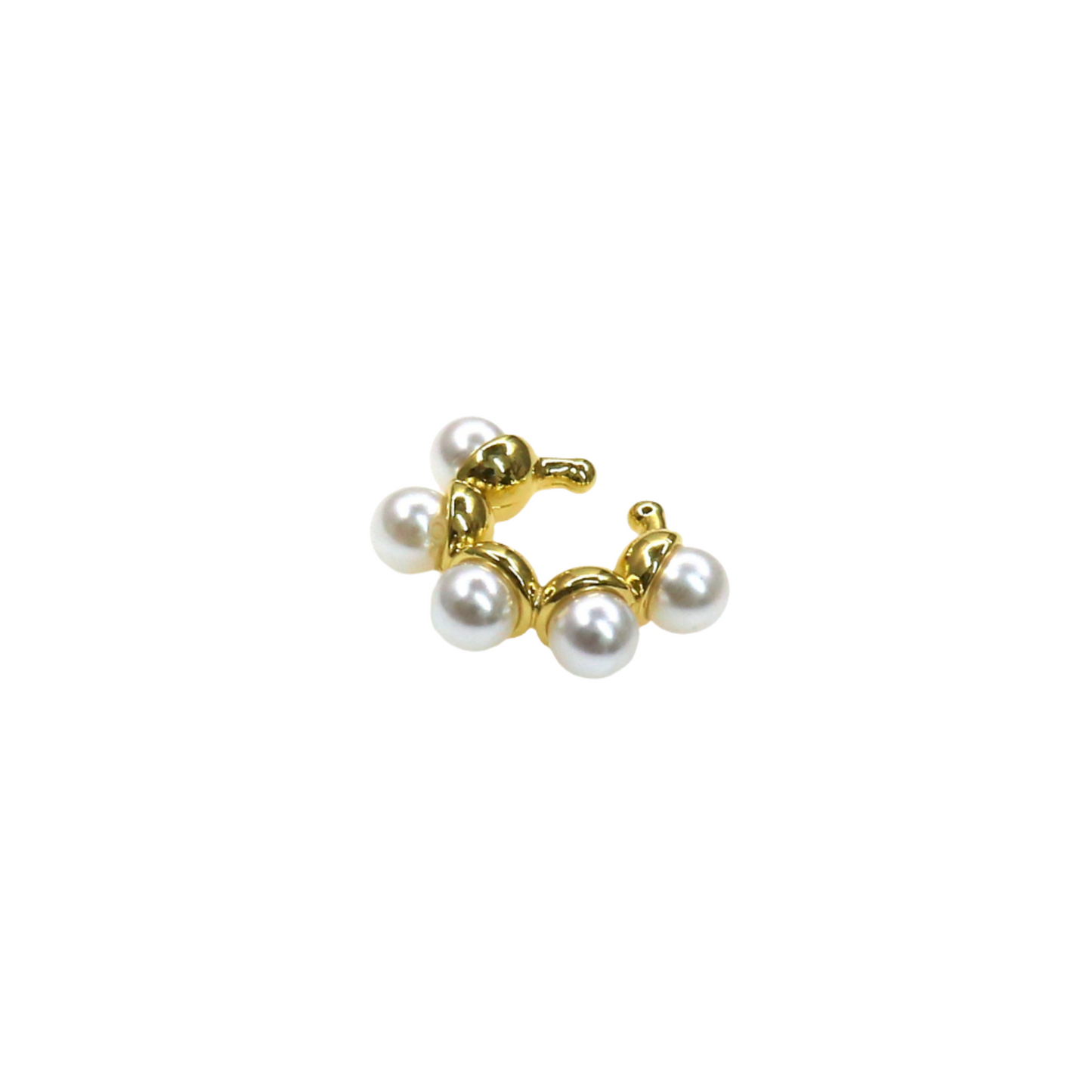 CHUNKY PEARLS EARUCFF with large high-quality pearls and gold setting for elegant style