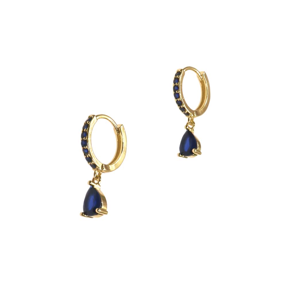 HUGGIES COLORS earrings with blue teardrop stones and small blue gems